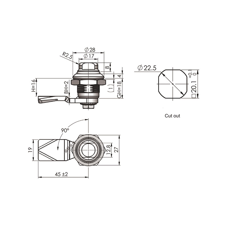 MS705-27 SUS316 90° Rotatione Steel Industrial Seras MS705-27 SUS316 90° Rotatione Steel Industrial Seras