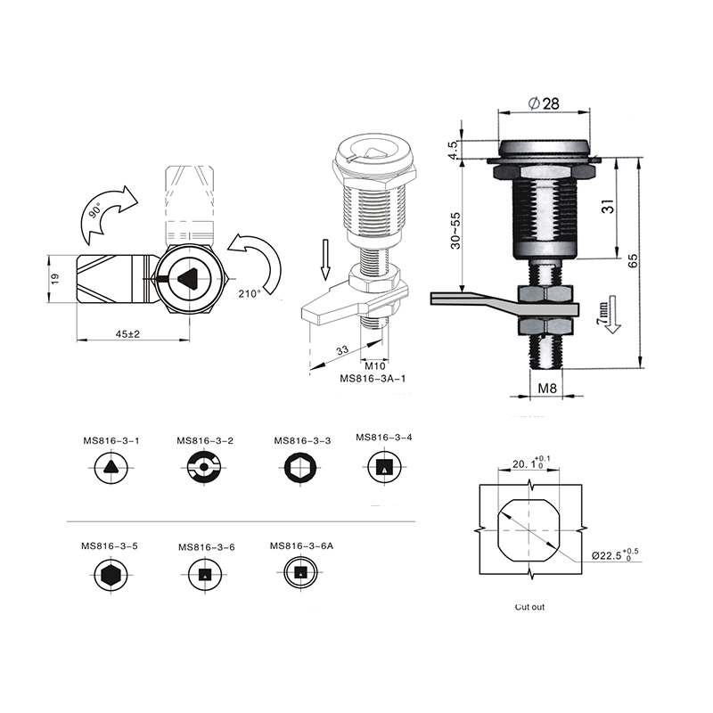 MS816-3-1 triangulare 8mm sursum cylindricum compressionem Claustrum Seras MS816-3-1 triangulare 8mm sursum cylindricum compressionem Claustrum Seras